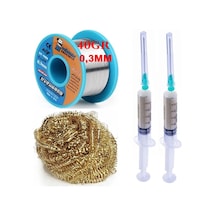 Mechanic /lehim Teli 40gr 0,3mm Flux Lehim Toplama Havya Ucu Temizleme Teli Set St03