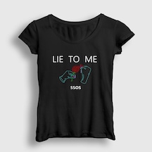 Presmono Kadın Lie 5 Seconds Of Summer T-shirt Siyah