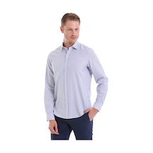 Hatemoğlu Lacivert Ç. Comfort Fit Çizgili Pamuklu Slim Yaka Uzun Kollu Spor Lacivert
