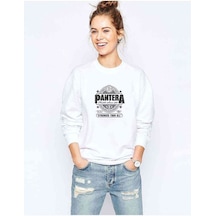 Pantera Stronger Than All Baskılı Beyaz Kadın Sweatshirt