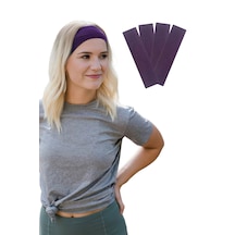 4lü Saç Bandı Pamuk Kadın Bandana Spor Kafa Bandı Mor