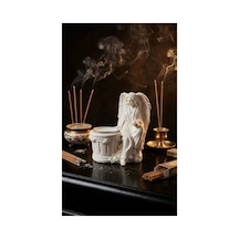 Dekoratif Melek Figürlü Tealight Mumluk - Estetik Tasarım Masaüstü Biblo Ve Şamdan Beyaz