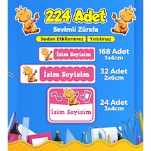 Sevimli Zürafa Temalı Okul Kreş Kişiye Özel İsim Etiket Seti - Model 69 Çok Renkli