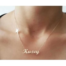 Vog Kişiye Özel Kuzey İsim V Kuzey Yıldızı Detay 925 Ayar Gümüş İsim Kolye