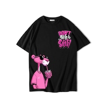 Brz Collectıon Brz Collection Unisex Oversize Don't Give A Shit Pink Panther T-shirt Siyah