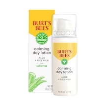 Burt's Bees Back To School Dorm Essentials, Calming Day Face Lotion With Aloe And Rice Milk, Soothing Face Lotion For Sensitive Skin, 98.9 Percent Natural Origin Skin Care, 1.8 Oz. Bottle