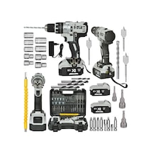 Mager XR 58 V 5 Ah Darbeli Şarjlı Vidalama Akülü Matkap Gri + 30 Parça Set