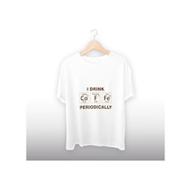 Kahve Sever Periyodik Tablo Unisex Tişört Beyaz