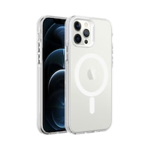 Zore İphone 12 Pro Uyumlu Ogaa Magsafe Şarj Özellikli Buzlu Transparan C-pro Sert Kılıf-renksiz