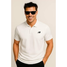 New Balance Beyaz Classic Basic Logo Polo Yaka Pike Tişört Mnt3415-wt Beyaz