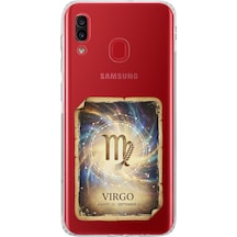 Samsung Galaxy A30 İle Uyumlu Burç Kartları Başak Tasarımlı Şeffaf Silikon Kılıf Şeffaf
