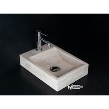 Traverten Yandan Batarya Çıkışlı Kare Lavabo