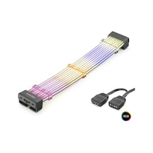 NODAR ND2813B 2x8 Pin ARGB PCIe GPU Güç Uzatma Kablosu Bükülebilir 2 mm 108 LED Siyah