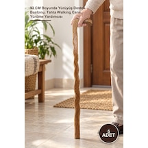 5 Adet Ahşap Baston 93 Cm Boyunda Yürüyüş Destek Bastonu, Tahta Walking Cane, Yürüme Yardımcısı