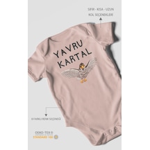 Yavru Kartal Baskılı Bebek Zıbını Çıtçıtlı Body %100 Pamuk Kısa Kol Pastel Pembe