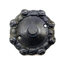 Hubrendy Kargo Antika Tarz Dekoratif Pirinç Güllü Kapı Zili - 75mm, Oksit
