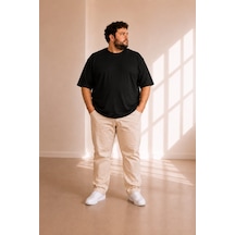 Sngl Tekstil Erkek Büyük Beden Oversize Kısa Kollu T-shirt 3xl 4xl 5xl 6xl 7xl 8xl 9xl 10xl Siyah