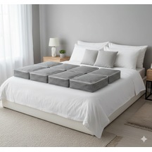 8'li Kaz Ayağı Büyük Baza Altı & Çekyat Tipi Tela Hurç 65x45x22 Cm Fermuarlı Saklama Ve Düzenleme Hurcu Siyah