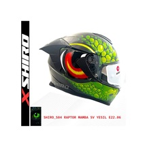 Shiro Fullfacc Raptor Mamb Motosiklet Kaskı Grafik Yeşil