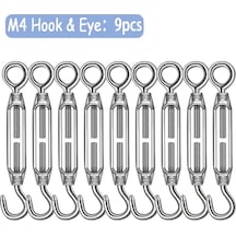 Willowhaven 9 Parça M4 Halat Gergi Seti Kanca Göz Bağlantılı 304 Paslanmaz Çelik Diğer