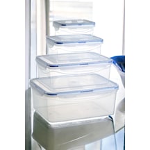 Kilitli Kapaklı Hava Sızdırmaz Dikdörtgen Saklama Kabı 4'lü Set Toplam 9,65 Litre Geniş Hacim Şeffaf Diğer