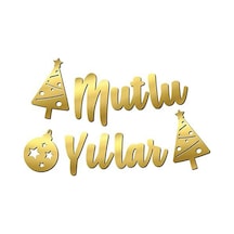 Yılbaşı Kaligrafi Mutlu Yıllar Afiş Altın