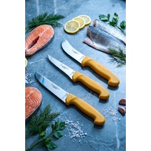 Lazbisa Mtf-001 Gold Serisi Mutfak Bıçak Seti Et Ekmek Sebze Bıçağı 3 Lü Set Günlük Kullanım Sarı