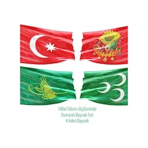 Osmanlı Büyük Bayrak 100x150cm Raşel Kumaş 4 Bayrak Set 1