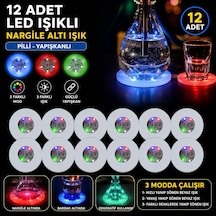 Renkli - 595 - Led Işıklı Bardak Altlığı - Dekoratif 12 - Aconcept - Adet, Pilli Beyaz