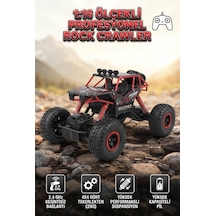 Rock Crawler 1:16 Ölçek 4x4 Uzaktan Kumandalı Buggy Jeep 27 Mhz Kumanda Kontrollü Oyuncak Jeep Kırmızı