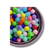 100 Adet Pastel Tonlarda 10mm Karışık Renk Ince Delikli Akrilik Boncuk