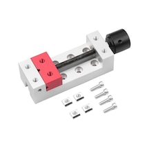 Youtek Ev Üstü Metal Cırcır Torbası - 5cm Çene Açığı, Hassas İşler İçin Taşınabilir Fikstür Madeni Gri/kırmızı Gümüş Ve Kırmızı