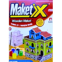 Vıp Maket Boyanabilir Ahşap Konak 6 Renk Akrilik Boya Ahşap Eğitici Oyuncak Ahşap Boyama Ahşap Konak