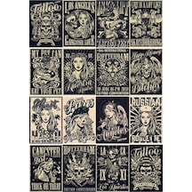 Vintage Poster Sticker 16 Parça Telefon, Tablet, Defter, Laptop Sticker