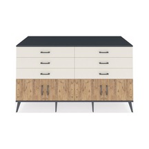 Kronos Konsol 2 Raflı 6 Çekmeceli 4 Kapaklı 176x59x99 Antrasit-ça Antrasit-çam/aytaşı