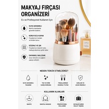 Suya Dayanıklı Makyaj Fırçası Organizeri Kapaklı Toz Koruyucu Fırça Düzenleyici Stand Beyaz