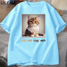 Flood Of Style Bebek Lazanya Kedi T-shirt Eurot-shirt Festival Festival T Shirt Komik Erkek Kadın Tshir Mavi