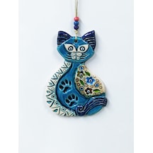 Mavi Kedi Figürlü Askılı Dekoratif Duvar Süsü Nazarlık