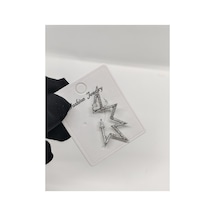 Kıkırdak Küpe Zigzag Taşlı Silver Çok Renkli