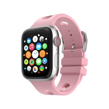 Apple Uyumlu Watch  7 41mm Delikli Tasarım Krd-147 Silikon Kordon Alpin Stil Siyah Kırmızı Mavi Naturel Gri Mor