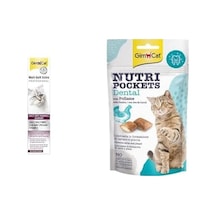 Gimcat Malt Soft Vitamin Kombinasyonu, Her Yaştan Kediler İçin, 100 G & Nutripockets Kedi Ödülü Dental 60gr