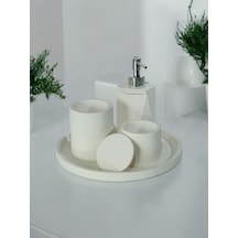 Kırık Beyaz Beton Banyo Seti 4 Lü Gri