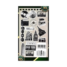 Siyah Beyaz Retro Vintage Sticker Seti Laptop Tablet Telefon Ajanda Suya Dayanıklı Etiket