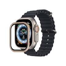 Apple Watch Ultra 49mm Uyumlu Alüminyum Kasa Cam Ekran Koruyucu - Gold