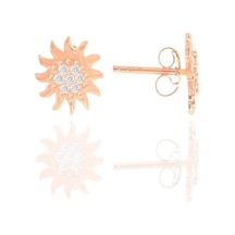 Gümüş Rose Zirkon Taşlı Güneş Küpe N11.47716
