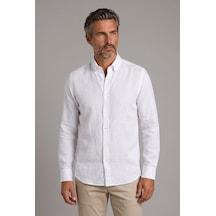 Bisse Beyaz Regular Fit Keten Gömlek Gmktn4pal224020 D01
