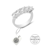 Gümüş Swarovski Beş Taşlı Yüzük
