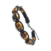 Kaplan Gözü Taşlı Gümüş Erkek Şambala  Bileklik