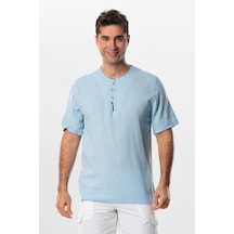 Halikarnas Kısa Kol Violet Düğme Detaylı Erkek Yazlık Tshirt Buz Mavi Bmv-buz Mavi Buz Mavi
