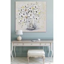 Papatyalar Beyaz Çiçekler Muhteşem Kanvas Tablo 100 x 100